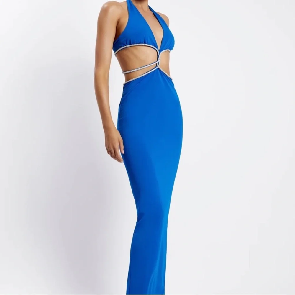 NWT Brand New Meshki NICHA Diamante Cut Out Midi Dress - Picture 3 of 16